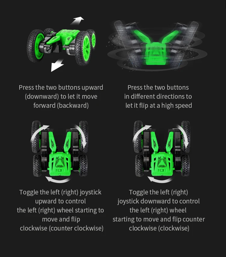 2020 JJRC Q71 Double Sided Drive 360 Degree Flips RC Cars 2.4G RC Race Car Rolling Rotating 4WD RC Stunt Car with Cool Lights