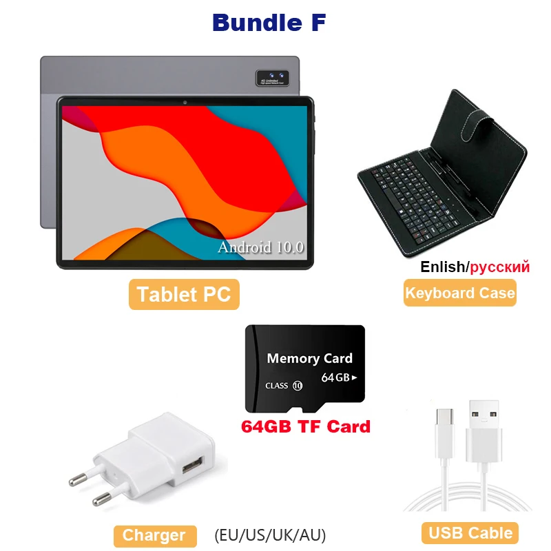 2 in 1 Tablets 10 Inch 1920*1200 HD Screen Octa Core 8GB 128GB Metal Case Dual 4G Network GPS 5G WiFi Android Tablet PC Laptop 