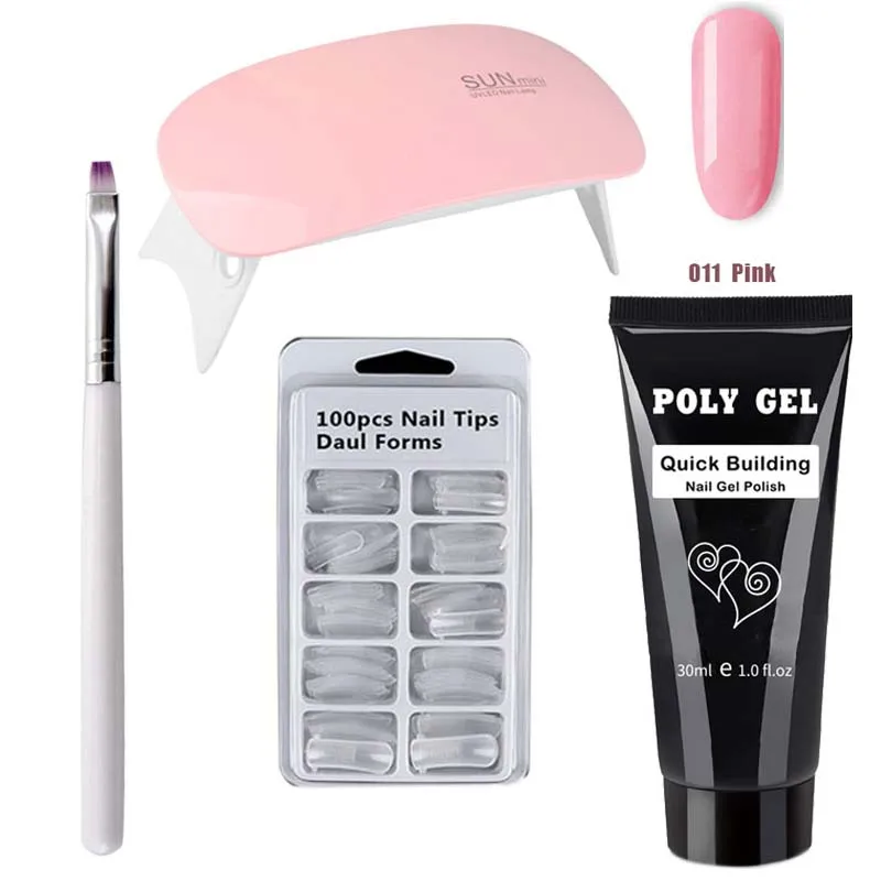 

30ml pink poly gel varnish Nail polish Set Polygel Quick Builder Extension enhancement Camouflage LED UV lacquer brush