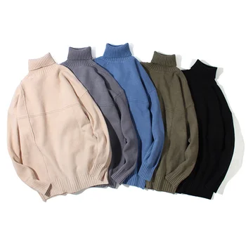 

Sweater Men Autumn 2020 Mens Knitted Men‘s Twill Casual Fashion turtleneck Basic Pullovers New Sweaters Oversize 5 Colors Male