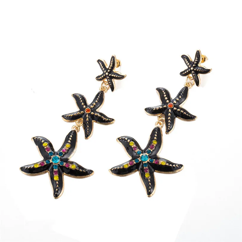 Starfish Shape Earrings For Women Bohemian Statement Earrings Retro Metal Stud Earrings Geometric Boucle D`Oreille Femme 30AUG2002