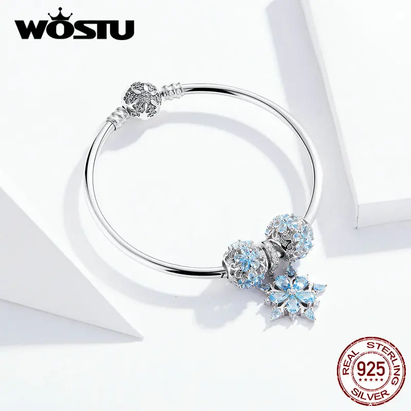 Preise WOSTU 100% Echt 925 Sterling Silber Weiß Schnee Perlen Charms Original Armband   Armreif Feine Schmuck Geschenk Für Frauen