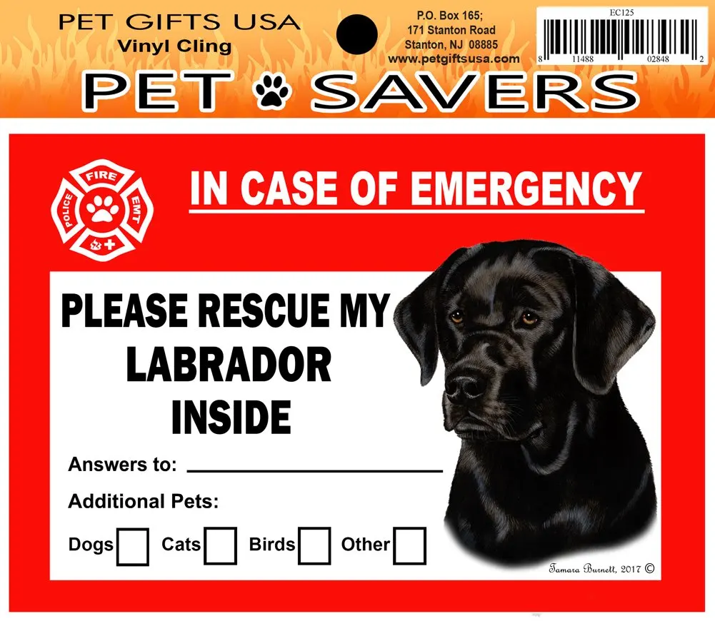 For In Case of Emergency Home Window Pet Savers Rescue Cling Sticker Black Lab | Игрушки и хобби