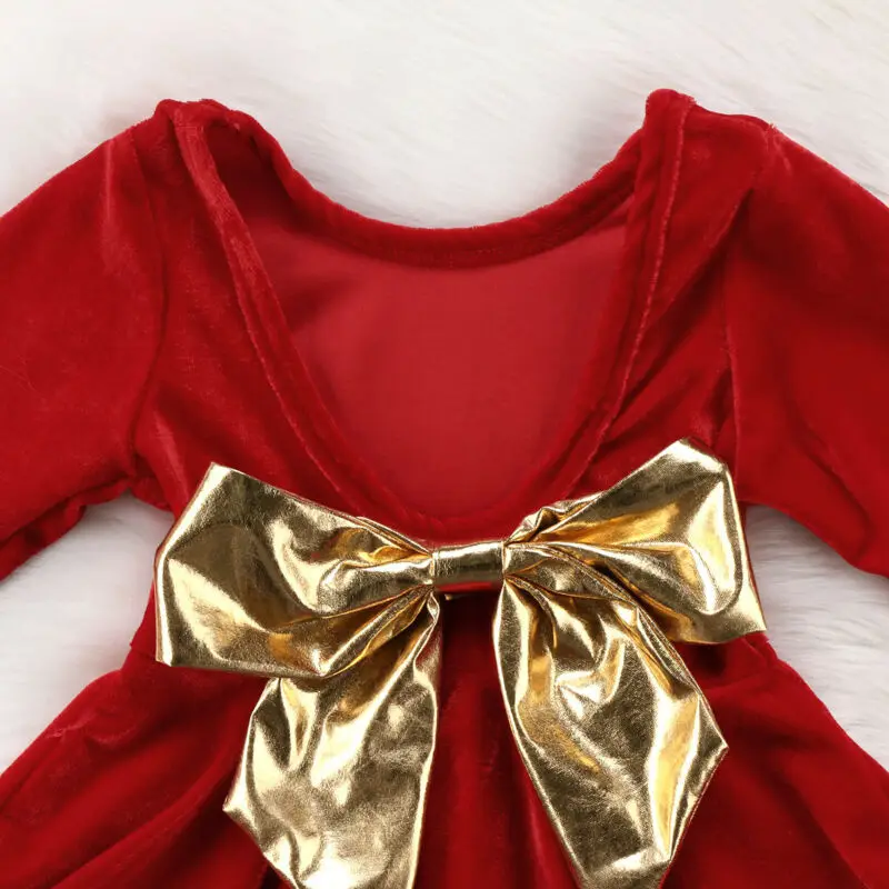 Милое Платье для новорожденных и маленьких девочек, рождественское праздничное платье принцессы, одежда, платья с бантом для девочек
