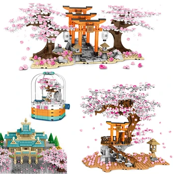 

Cherry Blossom Season Japanese-style Street View Building Block Rotating Box Flowers Bush Chidorii Scene Toys for children gift