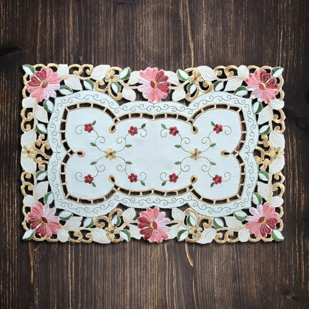 Высокое качество и прочный белый цветочный Кружевная салфетка Doily вышитые обеденный бар сервировка декоративная столовая посуда