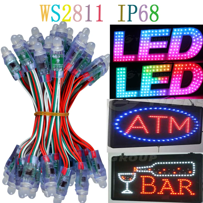 12mm WS2811 as WS2801 led pixel module,IP68 waterproof DC5V full color RGB 50pcs a string christmas tree light  Addressable