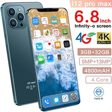 Smartphone cectdigi i12 pro max telefone inteligente desbloqueado android 3 + 32g ram 6.8 polegada gota de água tela telefone celular inteligente