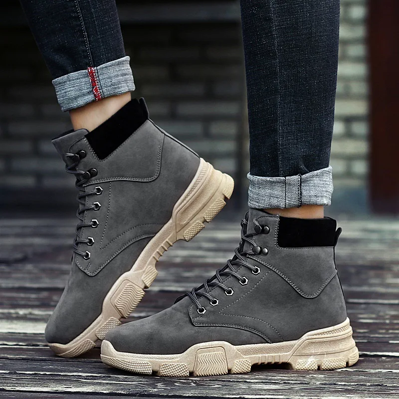 

Hight-top Extra High Autumn And Winter Sports Casual Outdoor MEN'S SHOES Martin Boots plus Velvet Warm Cotton-padded Shoes
