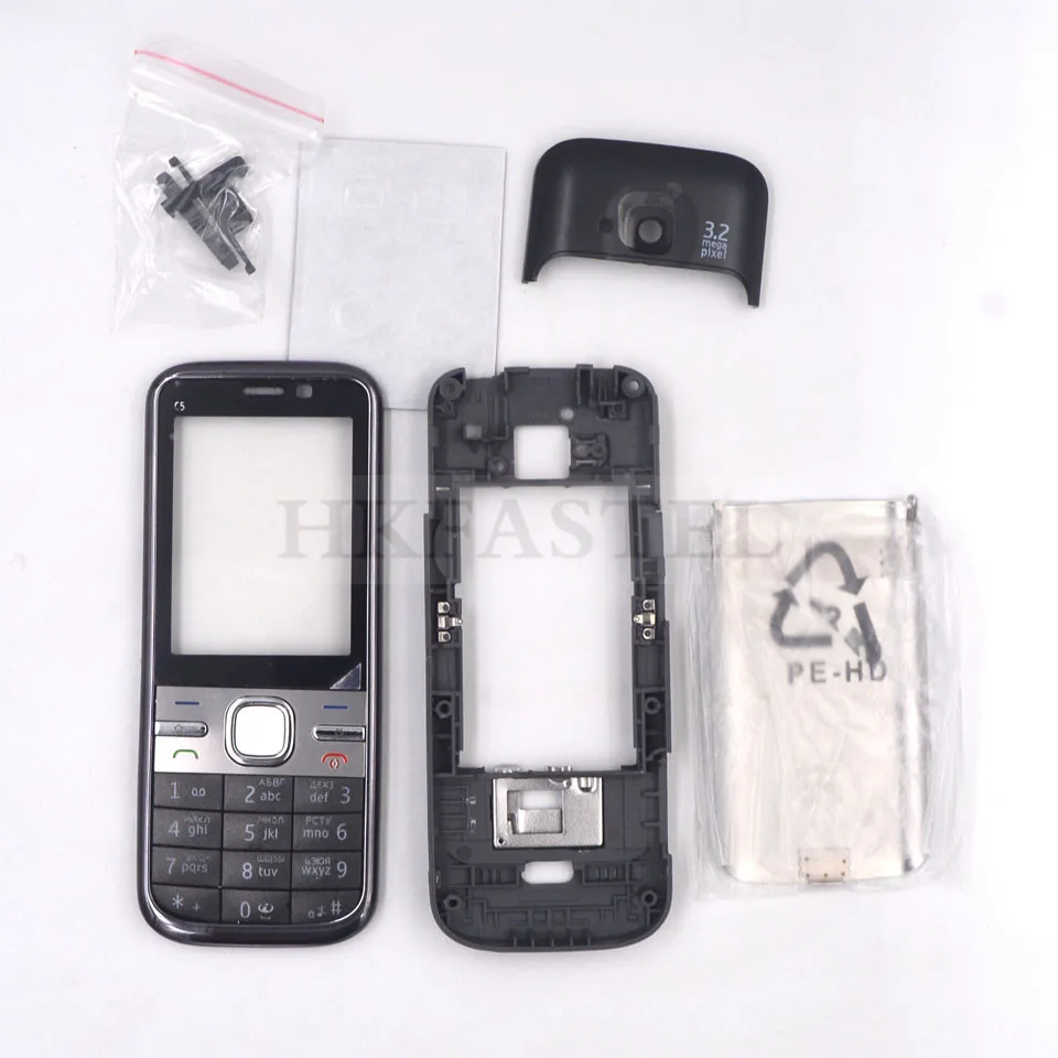 Mobile Phone Housing Cover Case English/Russian/Arabic Keypad Tools for Nokia C5 C5-00