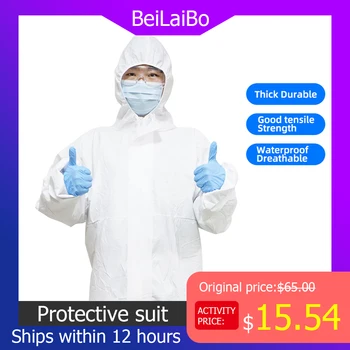 

PPE Hazmat suit Protective Clothing suit Waterproof High Antibacterial Reusable Invasion Plastic Insulation Suit Washable