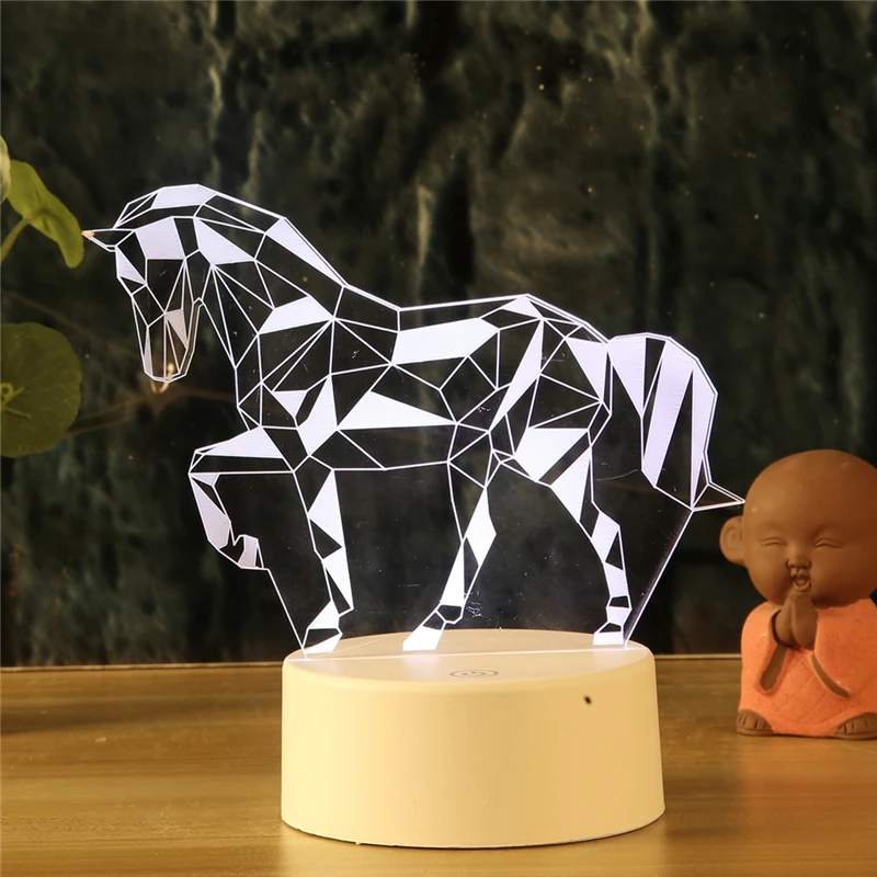 

Sky Horse 3D Night Light Touch LED Table Desk Lamps 7 Colors Changing Unicorn Animals Decor Lights Fashion Line design for gifts