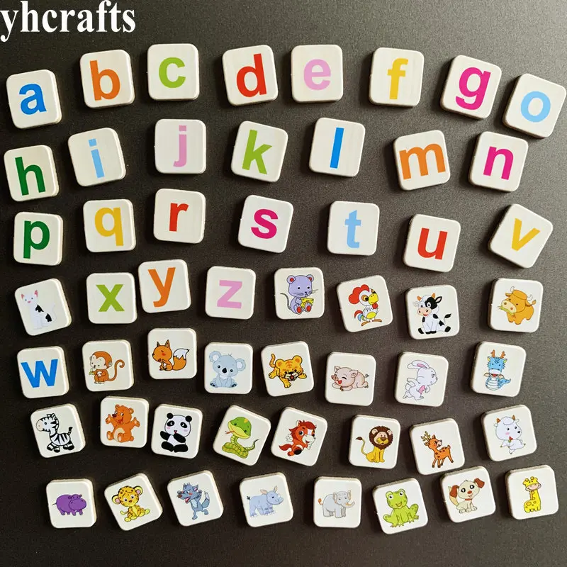 54 шт./лот 26 шт. a-z нижний корпус и 28 магнит на холодильник с животными английские