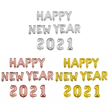 

1set Rose Gold Silver Number "2021" Balloon Foil Baloons Celebration Merry Christmas Happy New Year Party Decorations Supplies