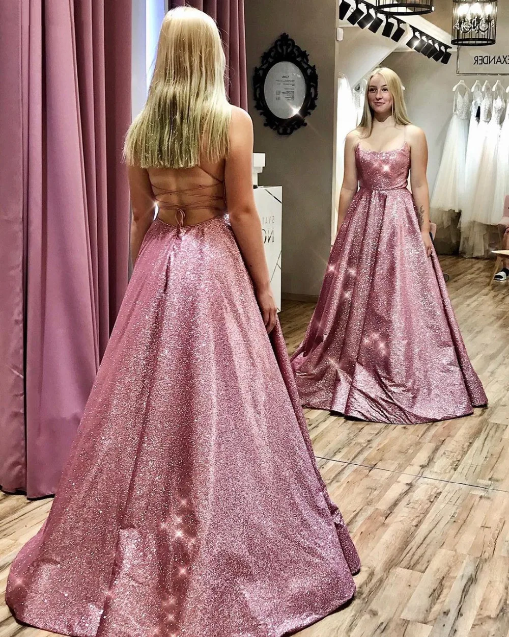 Robe De Soiree блестящая Румяна вечернее платье с блестками На Бретельках Вечернее платье без спинки Выпускные платья Длинные