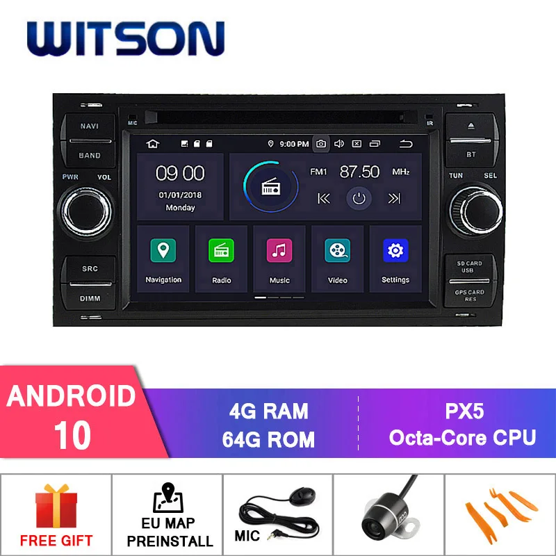 WITSON Android 10 0 IPS HD экран для FORD FOCUS C MAX FIESTA FUSION GALAXY 4 Гб RAM + 64 FLASH 8 Octa Core DVR/WIFI DSP DAB OBD|c-max