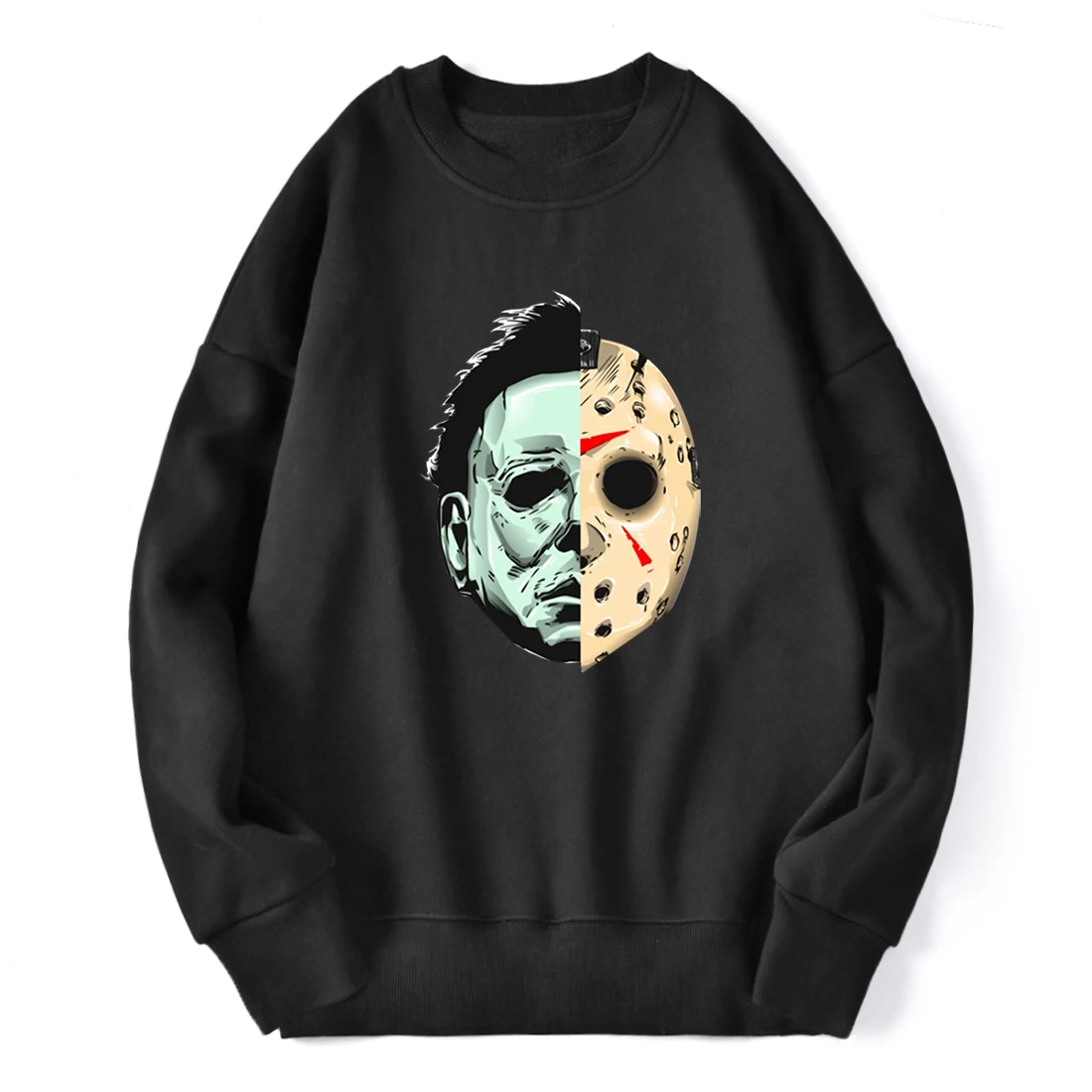 

It's Friday 13th Print Crewneck Sweatshirt Vintage Mens Long Sleeve Winter Fleece Warm Tracksuit Casual Loose Outdoor Sweatshirt