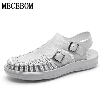 

New Men Sandals Weave Breathable Hollow Out Flat Shoes Summer Outdoor Sandals Leisure Shoes Non-slip Sandals Men Shoes