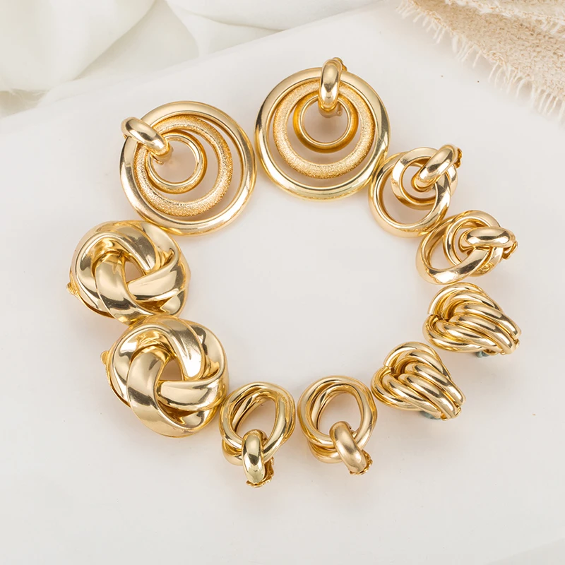 ZA массивные Женские винтажные серьги полые геометрические Металлические модные