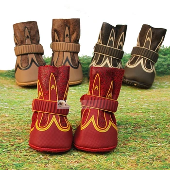 

Cowboy Dog Boots Shoes Anti-Slip Winter Warm Big Dog Boots Pet Dog Shoes Casual Warm Waterproof Big Dog Boot Breathable Leather