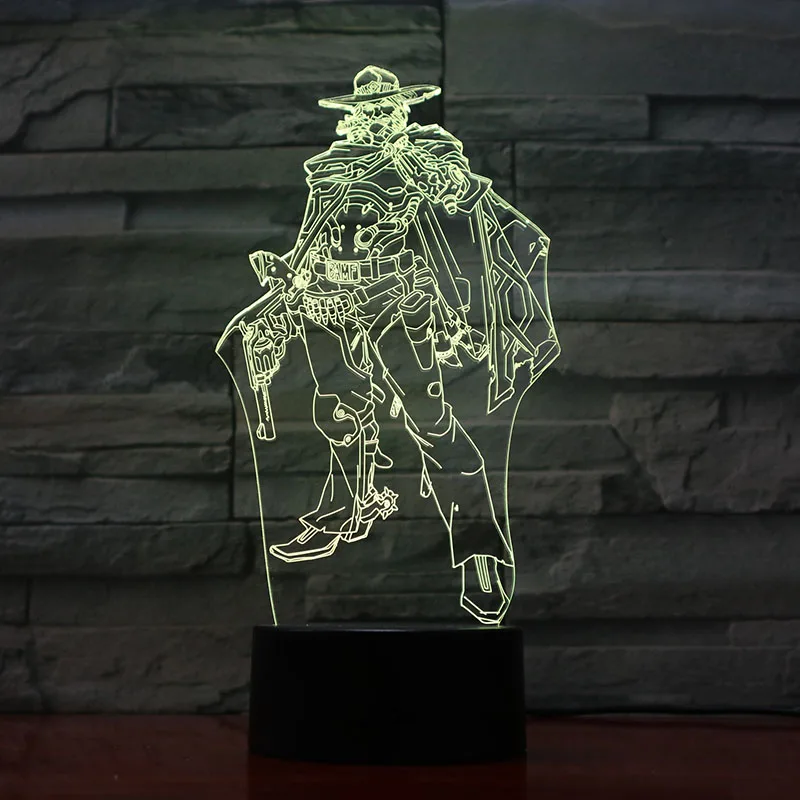 3D лампа Overwatch Jesse mccree прекрасный подарок для бойфренда сенсорный сенсор Cutomized Led ночник лампа для украшения