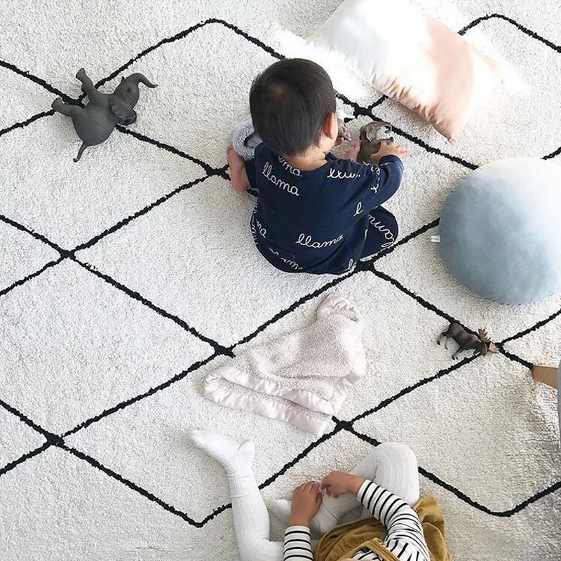 Коврик для игр в скандинавском стиле для новорожденных, хлопковый коврик для игр, коврик для занятий спортом, декоративные игрушки для