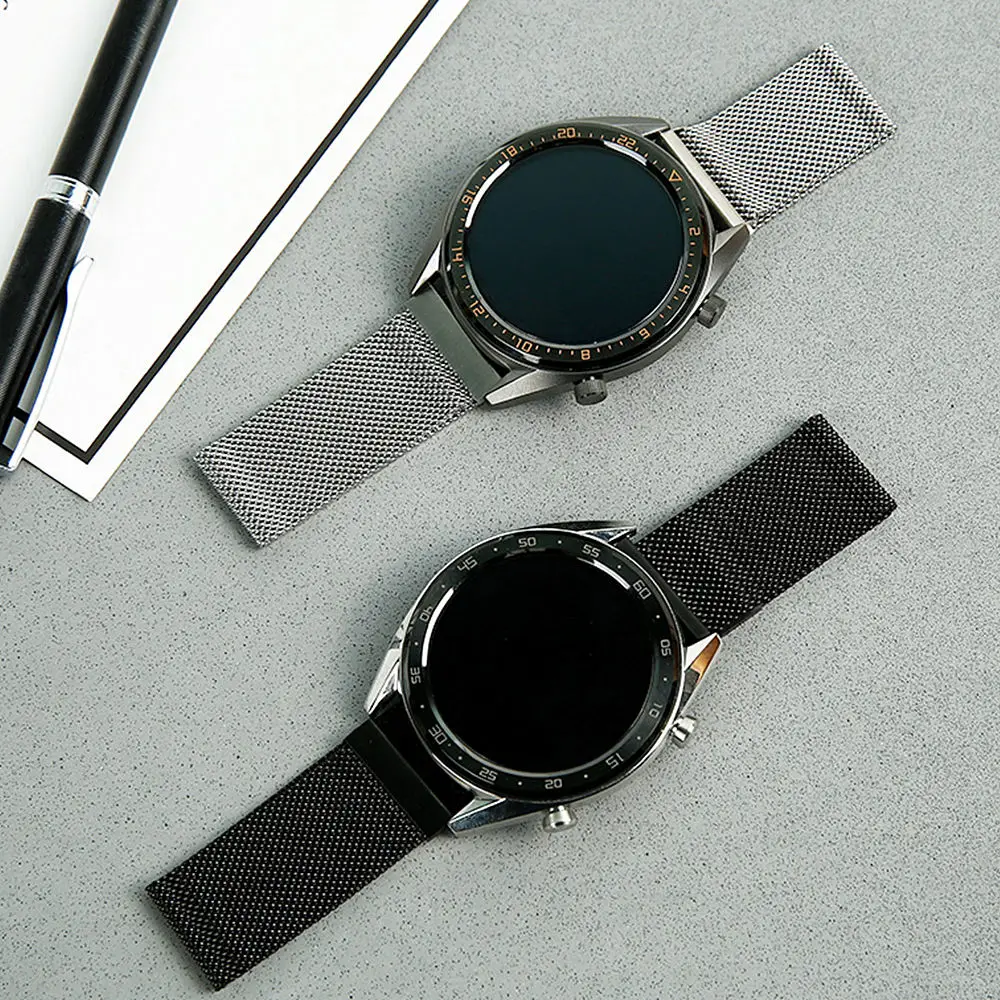 Huawei watch GT 2 ремешок для samsung Galaxy watch 46 мм/42 мм/Active 2 band gear S3 Frontier нержавеющая сталь Миланская петля браслет