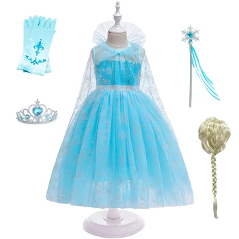 

Princess Dresses For Girls Princess Cartoon Costumes Party Children Dress Hair Accessory Party Cloth Set 2-8T