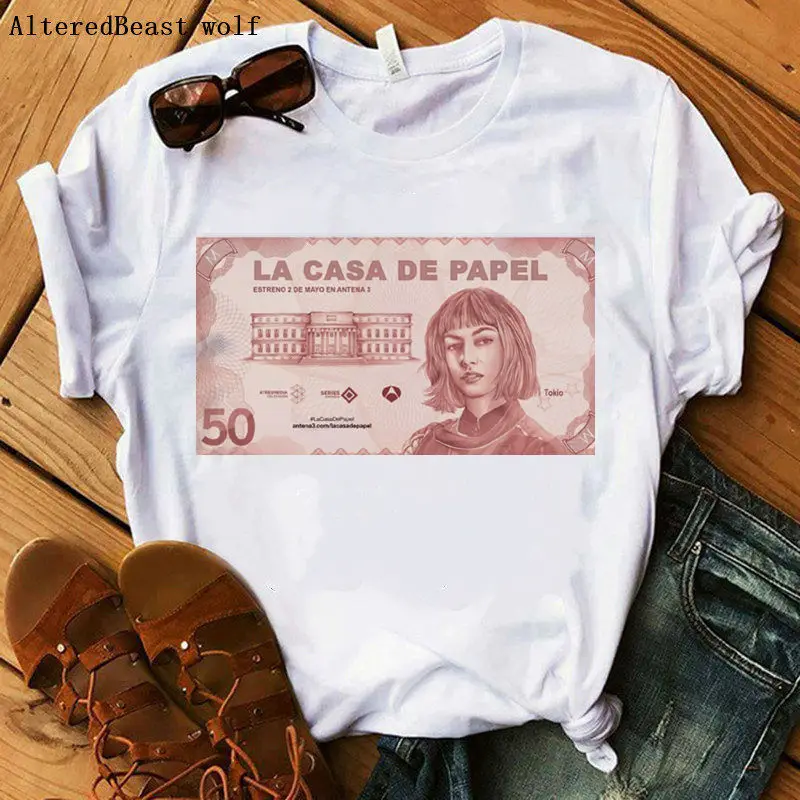 Дизайн La Casa De Papel футболка Money Heist Tees сериал Футболка женская повседневная с коротким рукавом House Of paper vogue tees