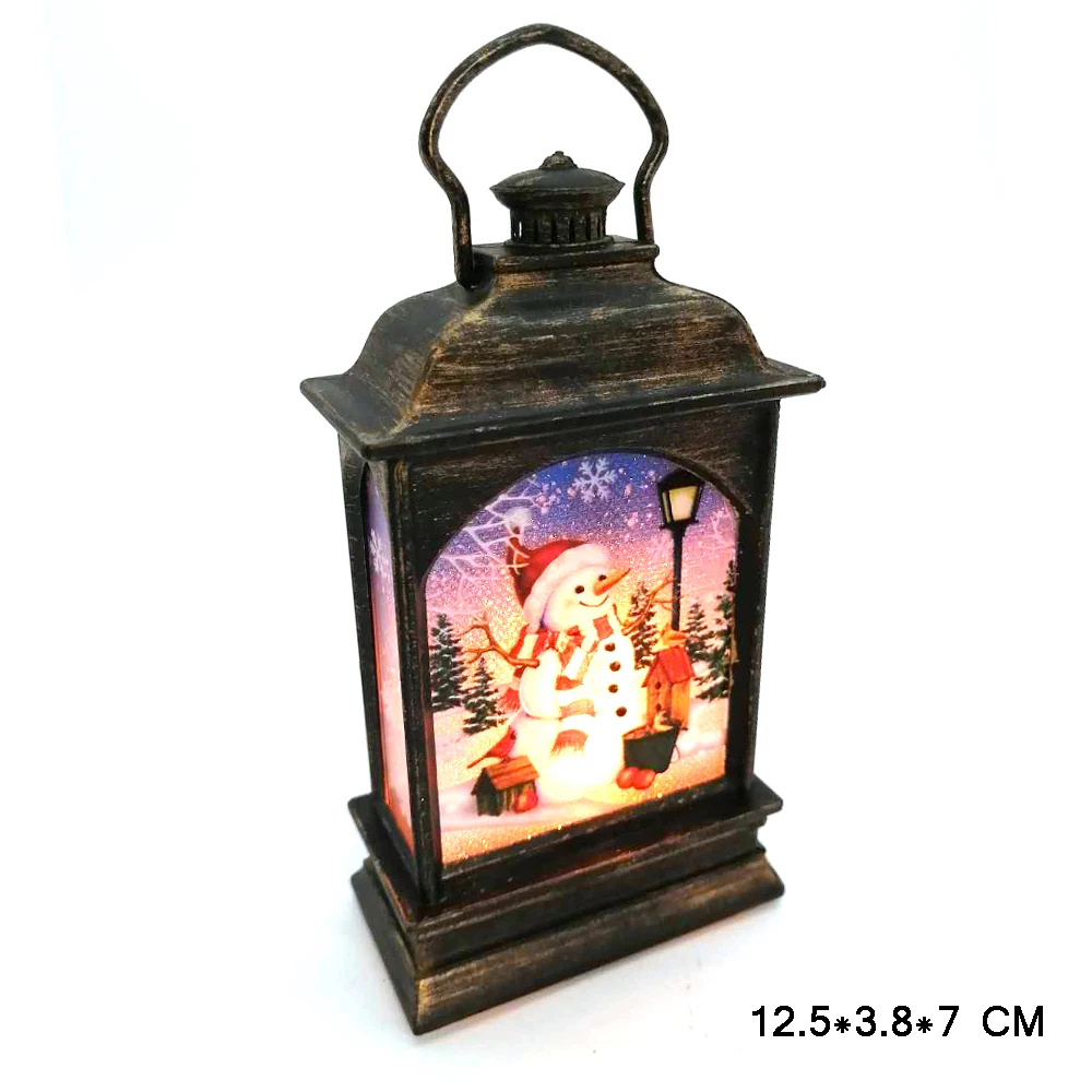 

Christmas Lights Flame Lamp Lantern LED Night Light Retro Hanging Cages Pendant Ornaments Santa Claus Navidad Home Decoration