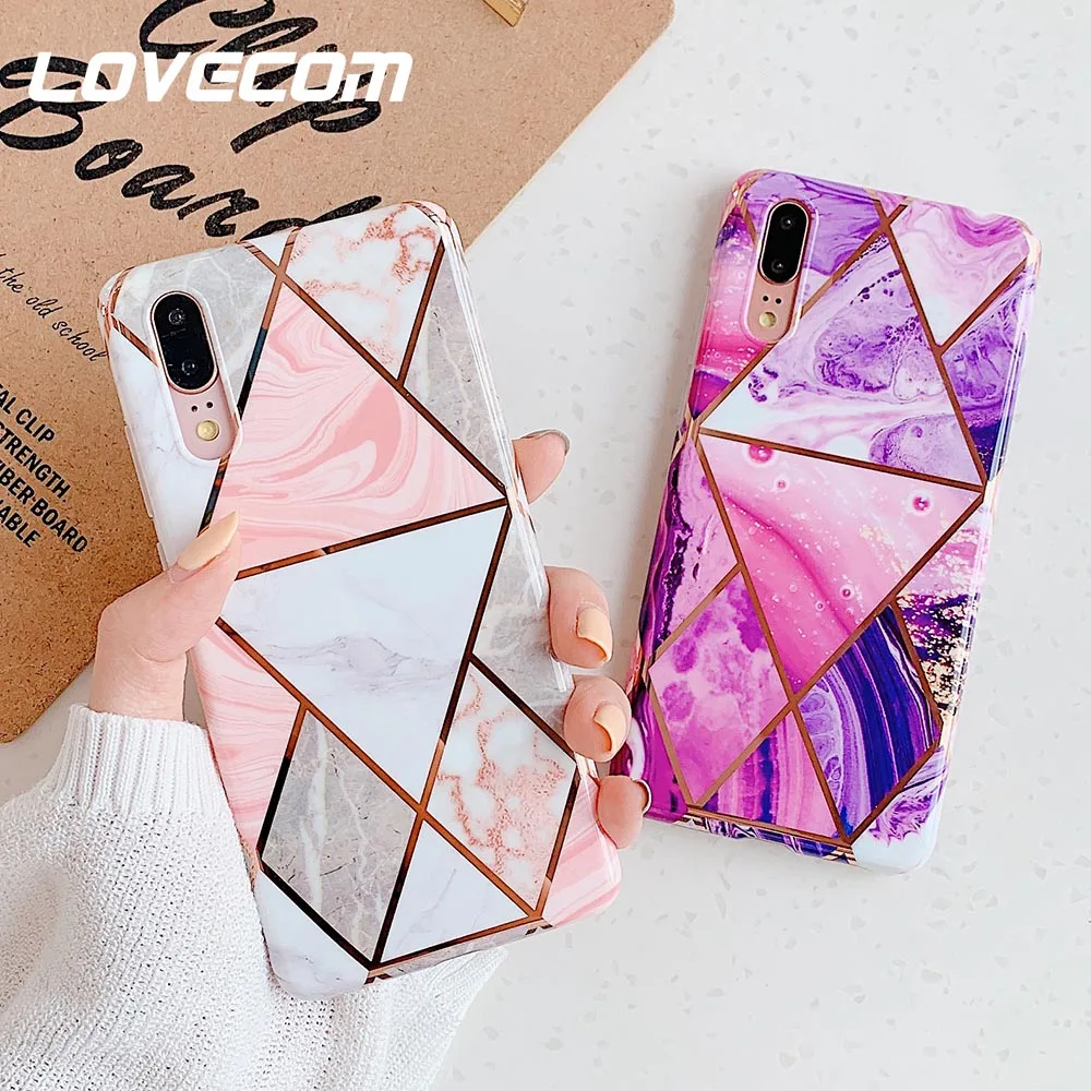 LOVECOM геометрический мраморный текстурный чехол для телефона Huawei P40 Pro P30 P20 Lite Mate 30