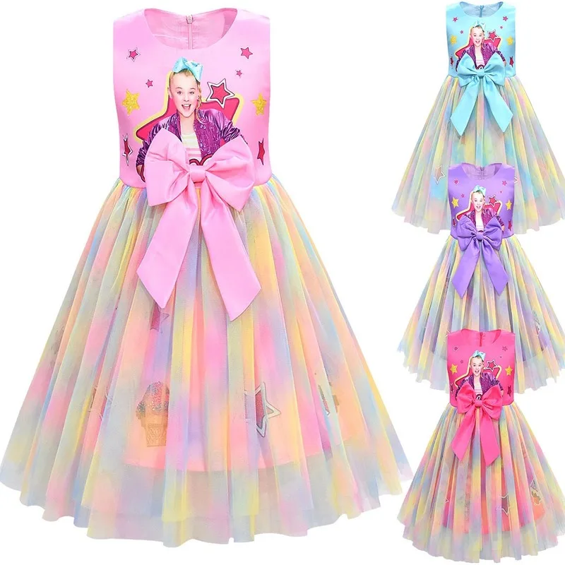 Новогоднее детское бальное платье для девочек JoJo Siwa милая Радужная вечерние НКА