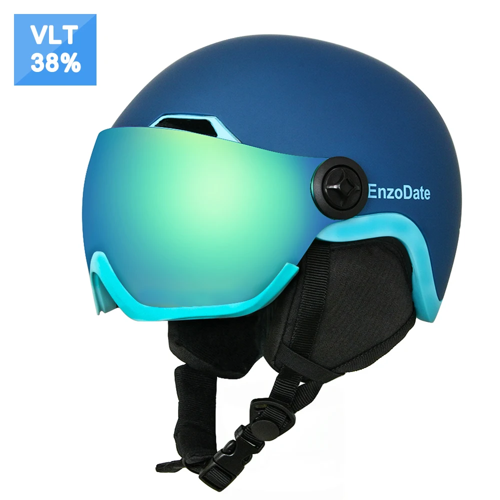 EnzoDate лыжный Снежный шлем со встроенным защитным козырьком 2 в 1 шлем для сноуборда и съемная маска объектив ночного видения Anit Fog