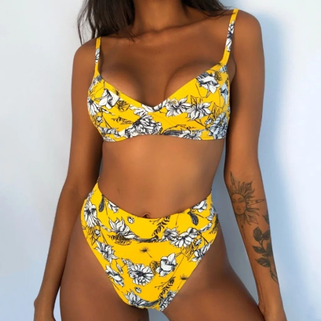 push up bikini top with high waisted bottoms