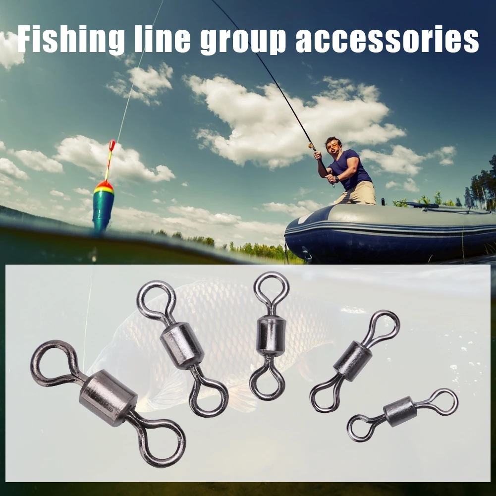 

50pcs Durable Iron Fishing Rolling Swivel Ball Bearing Solid Ring Hook Zigzag Shaped Connector Fishing Assembly Accessories