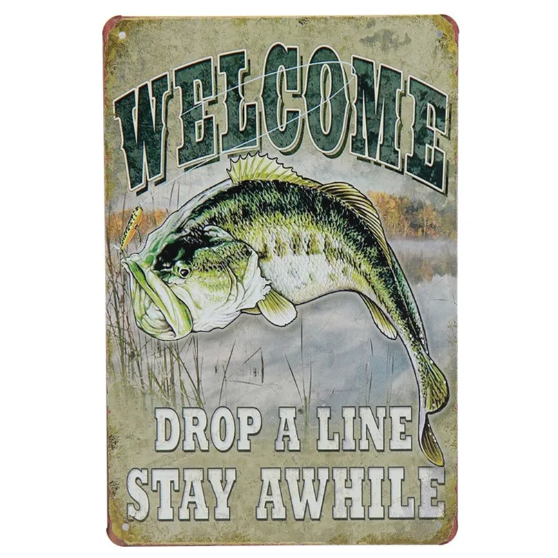 Gone Fishing Trips Ретро художественные наклейки жестяная вывеска живопись винтажный Бар Паб на стену Гараж Декор металлическая пластина плакат H28