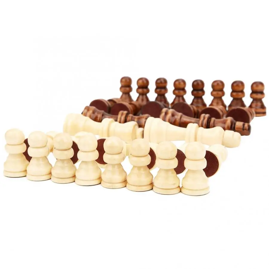 Foldable 32pcs Wooden International Chess Game Set Wood Pieces Without Chessboard Gift Interactive Toy Entertainment Chess Game