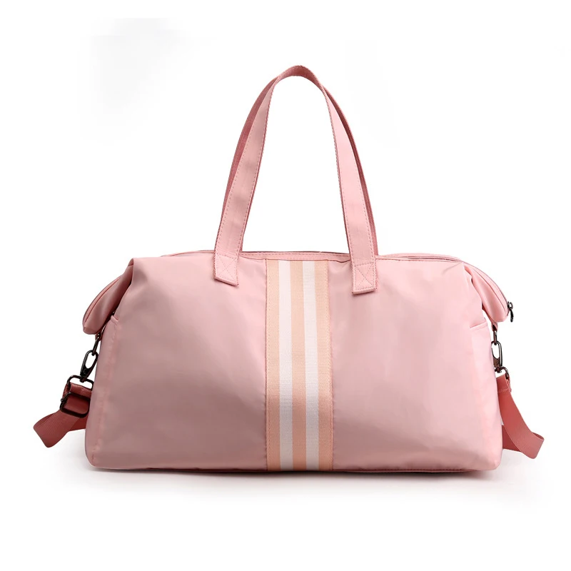 Повседневные водонепроницаемые нейлоновые мужские дорожные сумки, сумки для путешествий, сумки через плечо, полосатые сумки, XA798WB - Цвет: Розовый