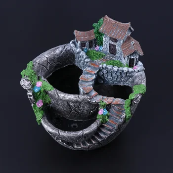 

Micro Landscape Artificial Flowers Succulent Plants Pot Tiny Creative Flower Pot Holders Hanging Garden Design with Sweet House