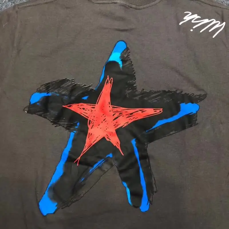 【Real pictu】astroworld с изображением Трэвиса Скотта футболка Новинка Мужская краска для женщин с длинным рукавом ASTROWORLD футболка s Тур Тройник