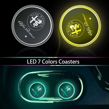 

Car luminescent Cup Pad Auto Logo LED Light Mat for Alfa Alpha Romeo 159 147 156 Giulietta 147 159 Mito Automobile Accessories