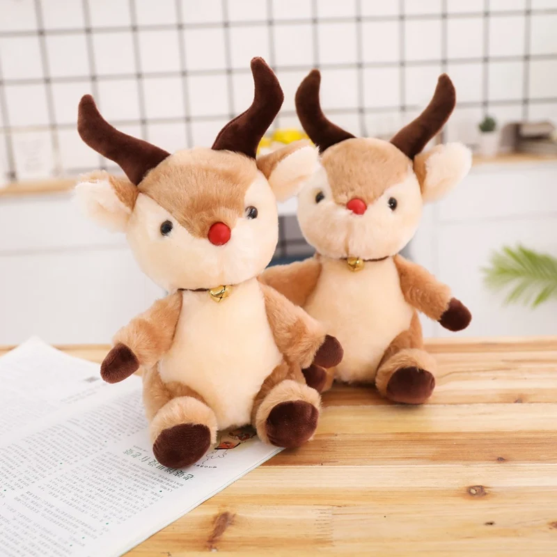 Soft Christmas Antelope Deer Rat Plush Toy Cartoon Animal with Bell Stuffed Doll Baby Bedtime Story Toys Kids Girl Birthday Gift | Игрушки и
