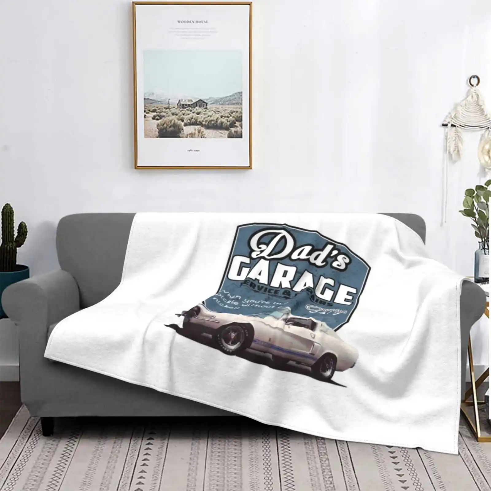 

Dad's Garage Creative Design Comfortable Warm Flannel Blanket Dads Dad Father Him His Garage Sign Classic Retro Old