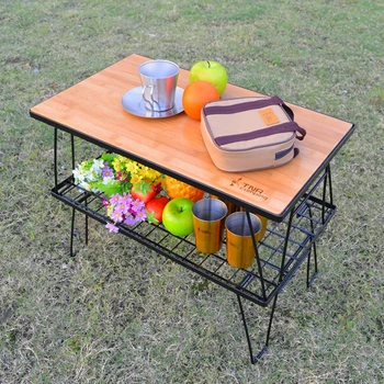

Portable Outdoor Camping Steel Net Table Kitchen Table Folding Table Multi-layer Storage Rack Insulation Box Metal Shelf