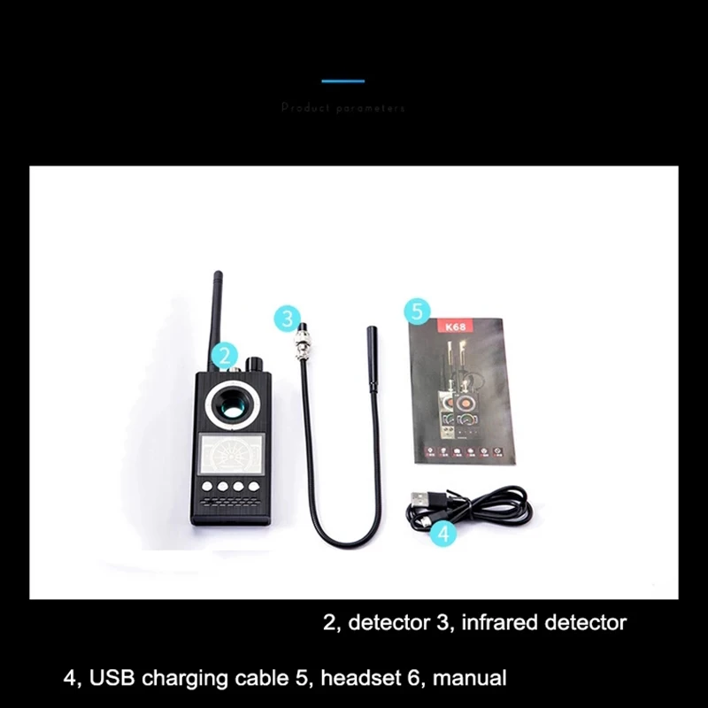 K68 Anti Spy Cam Wireless RF Signal Detector Bug GSM GPS Tracker Hidden Camera Eavesdrop Device Military Professional Finder K88
