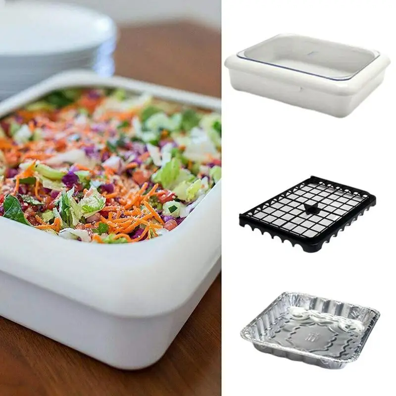 

1pcs Creative White Food Storage Tray Food Preservation Tray Vacuum Beef Storage Tray Detachable Casserole Kitchen Tool