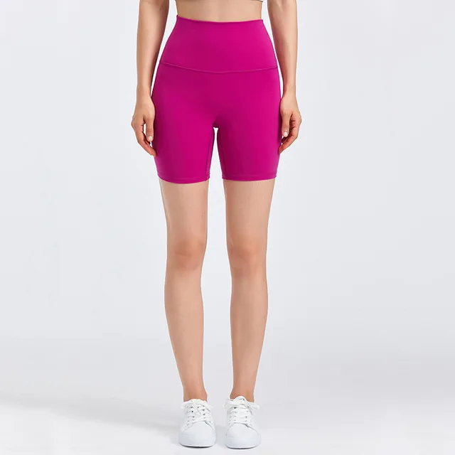 Lulu Quality Butter Soft Fitness Tight Women Sports Short Squat Proof High Waist Yoga Legging Shorts Cycling Athletic Gym Clothe Dragon fruit