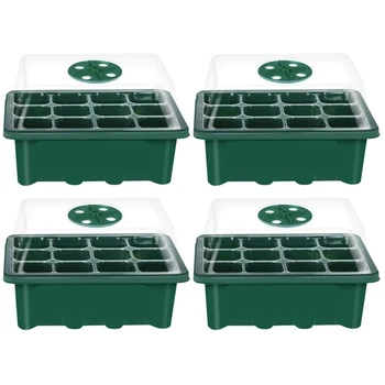 

4Pcs Seed Starter Tray 12 Cells Grow Tray Gardening Germination Tray Plant Germination Kit for Plant Seedling Gardening