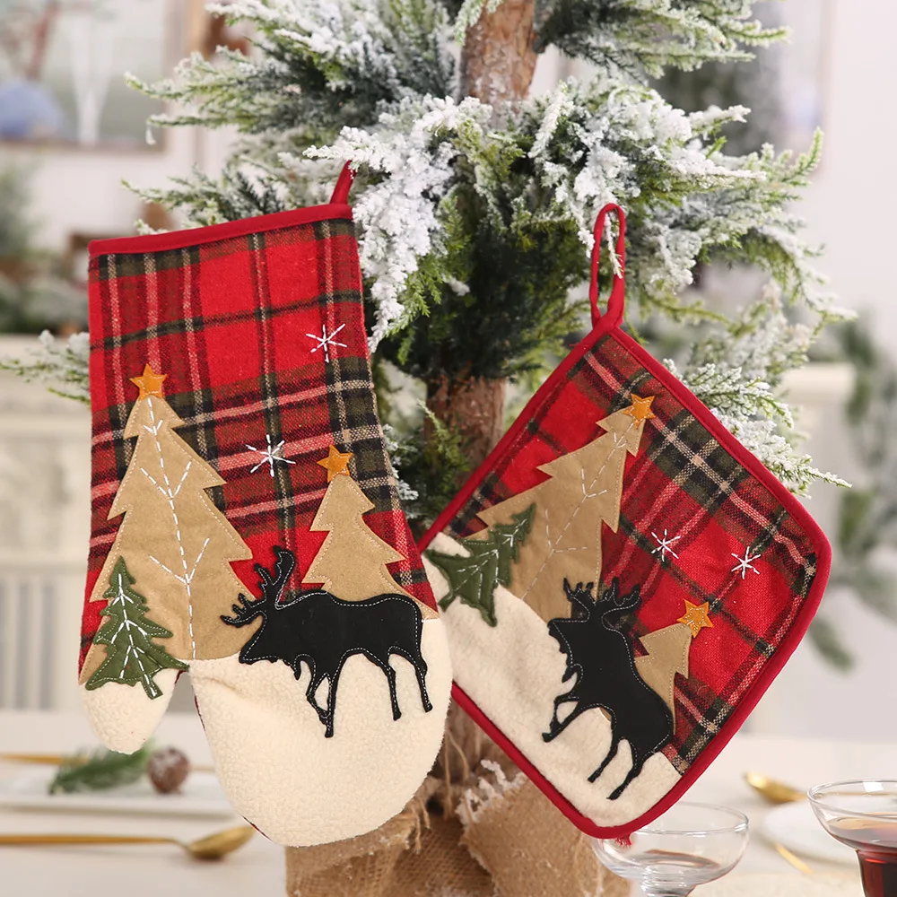 

Christmas Decoration Applique Insulation Gloves Heated Microwave Gloves Mat