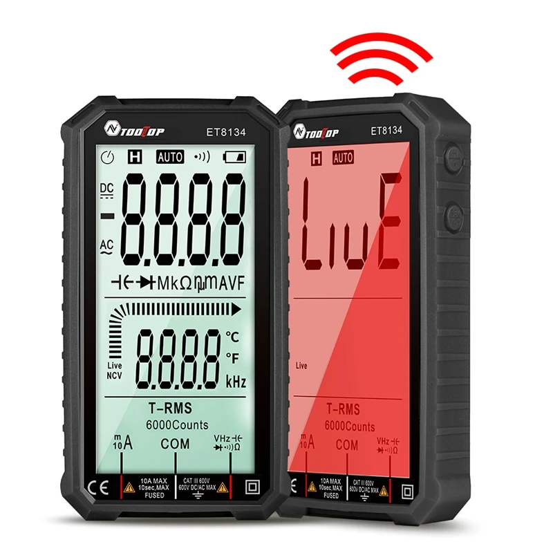 TOOLTOP Digital Multimeter 4.7" LCD Display AC Direct Current Voltage DC Current Capacitance Resistance Temp Measuring Tools